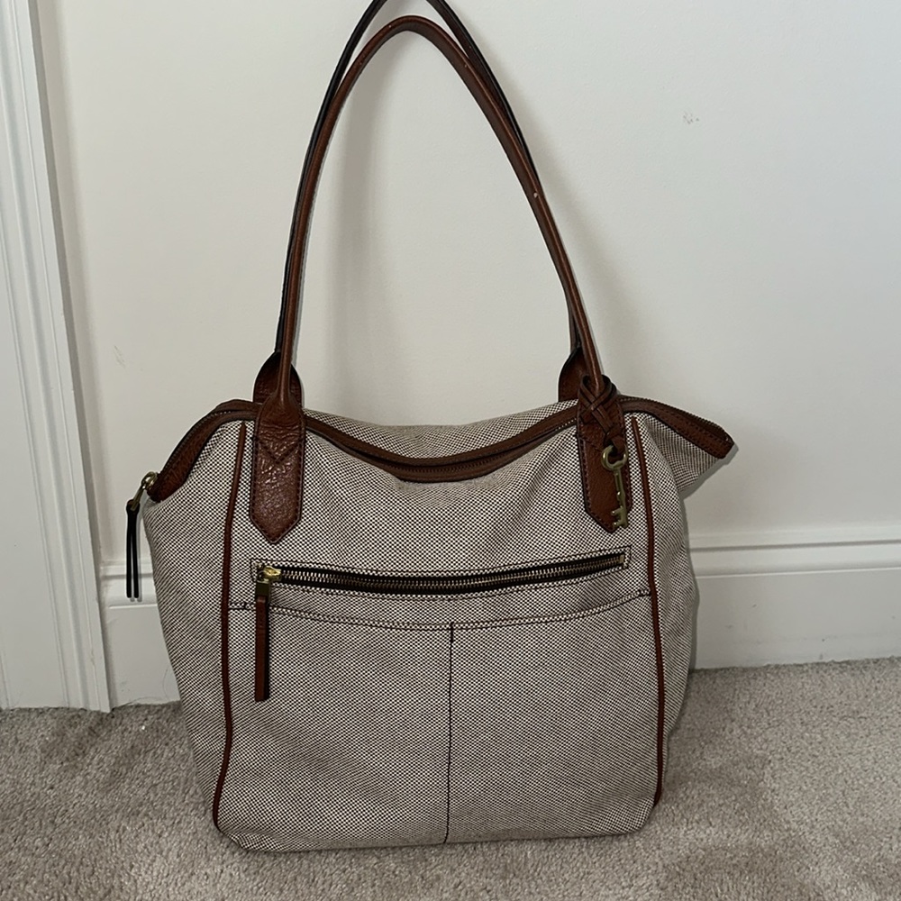 Fossil Canvas & Leather Handbag